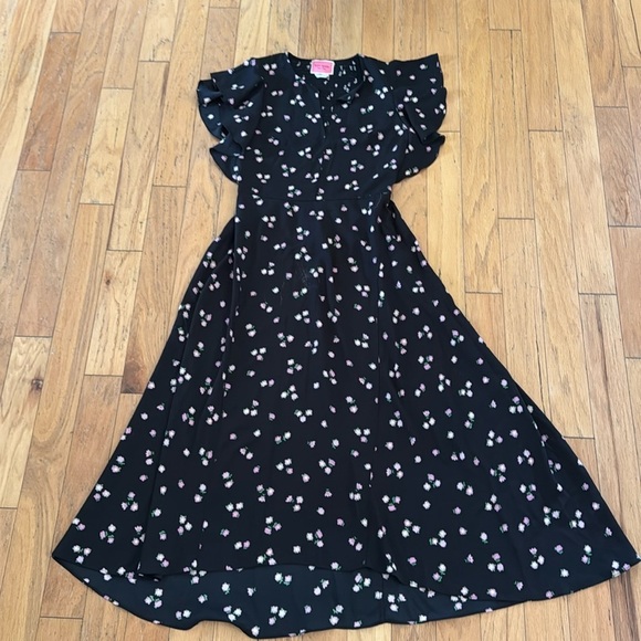 Kate Spade | Ditsy Begonia Flutter Sleeve Dress | midi | hi-low hem | size (4) - Picture 2 of 6